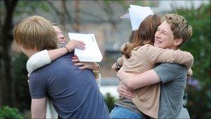 Students from Botham School, York, celebrate exam results