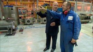 Jim McColl (left) at his Clyde Union factory in Cathcart, Glasgow