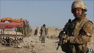 A British soldier in Afghanistan