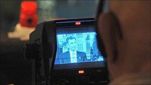 Jeremy Hunt on TV camera viewfinder