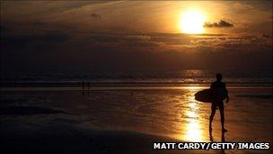 A surfer in Newquay