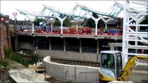 The redevelopment of Rotherham Central Train Station in August 2011