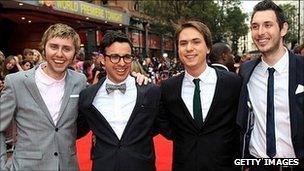 James Buckley, Simon Bird, Joe Thomas and Blake Harrison at the premiere of The Inbetweeners Movie