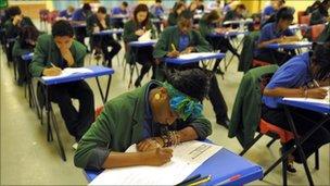 Pupils sitting GCSE exams