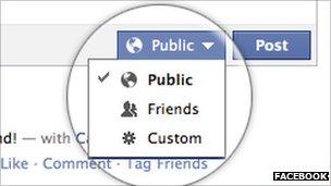 Privacy settings for status update