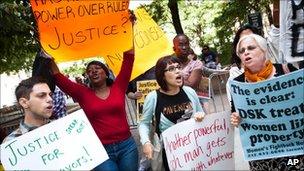 Protesters outside the court on 23 August 2011