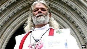 King Arthur Pendragon outside the High Court in London