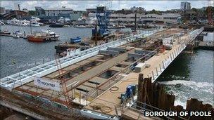 Construction of the Twin Sails bridge in Poole PHOTO: Borough of Poole