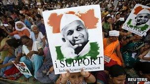 Supporters of Anna Hazare in Delhi