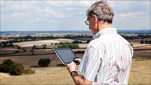 Farmer using an iPad