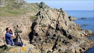 Dr Russell Wynn at work at the SeaWatch SW watchpoint near Land’s End