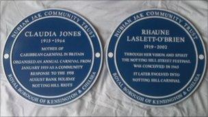 Plaques for Claudia Jones and Rhaune Laslett O'Brien