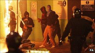 Riot police in Tottenham, north London