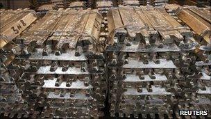 Aluminium ingots in Siberia