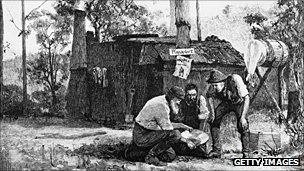Australian prospectors, in an 1851 engraving