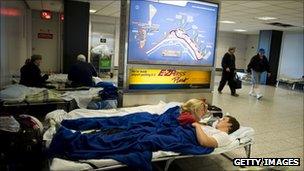 Passengers stranded in LaGuardia Airport in New York