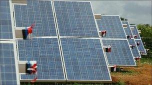 Solar panels at Slepe Farm