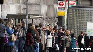 Bus queue in London