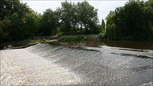 The River Severn Weir at Shrewsbury