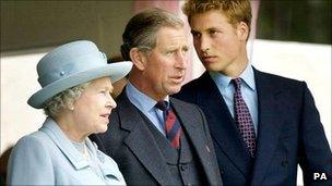 The Queen, Prince Charles and Prince William