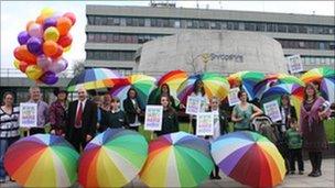 Wakeman pupils protesting at Shire Hall