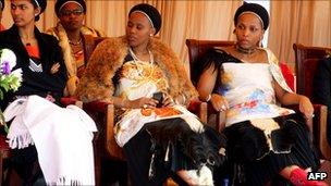 Three of King Mswati's wives (July 2011)