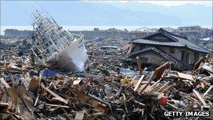 Devastation caused by earthquake and tsunami