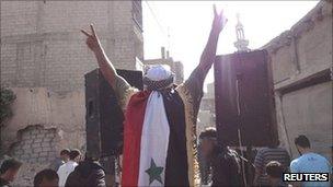 Anti-government protest in Saqba, Syria, 31 August