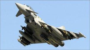 Royal Air Force Typhoon taking off for Libya