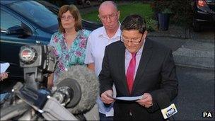 Rebecca Leighton's lawyer Carl Richmond reading statement