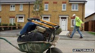 Construction worker on housing development