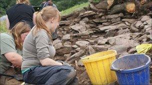 Dig in 2010 at the Pillar of Eliseg near Llangollen