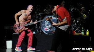 Flea and Josh Klinghoffer of Red Hot Chili Peppers