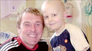 Jamie Hall with Phil Tufnell. Photo: Leukaemia & Lymphoma Research