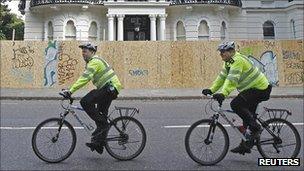 Police officers on bicycles