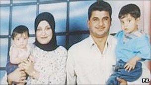 Baha Mousa with his wife and children