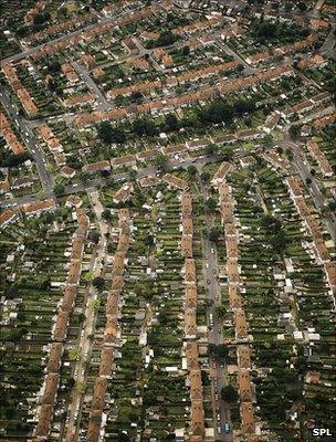 Aerial view of homes, London (Science Photo Library)