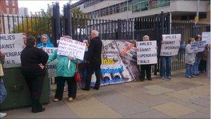 Families protesting about trial