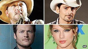 Jason Aldean, Brad Paisley, Blake Shelton, Taylor Swift