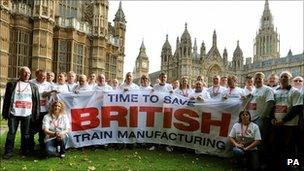 Bombardier workers outside Parliament