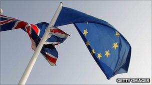 Union Jack and the flag of the European Union