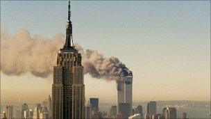 The World Trade Center towers on 11 September 2001