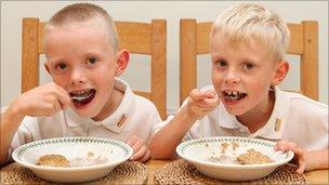 Weetabix "brand ambassadors" Thomas and Jack Milmine (image courtesy Weetabix)