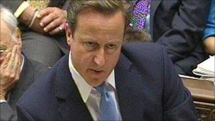 David Cameron during PMQs