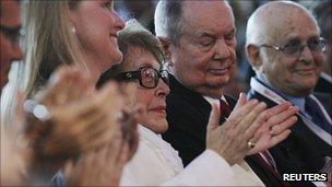 Former First Lady Nancy Reagan in the audience at the Republican debate