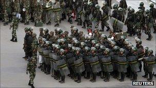 Armed police in Kashgar on 2 August 2011