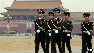 Soldiers in Tiananmen Square