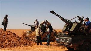 Rebel fighters in Libya