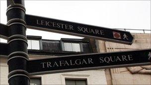 Leicester Square signpost