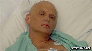 Alexander Litvinenko in a London hospital just before his death